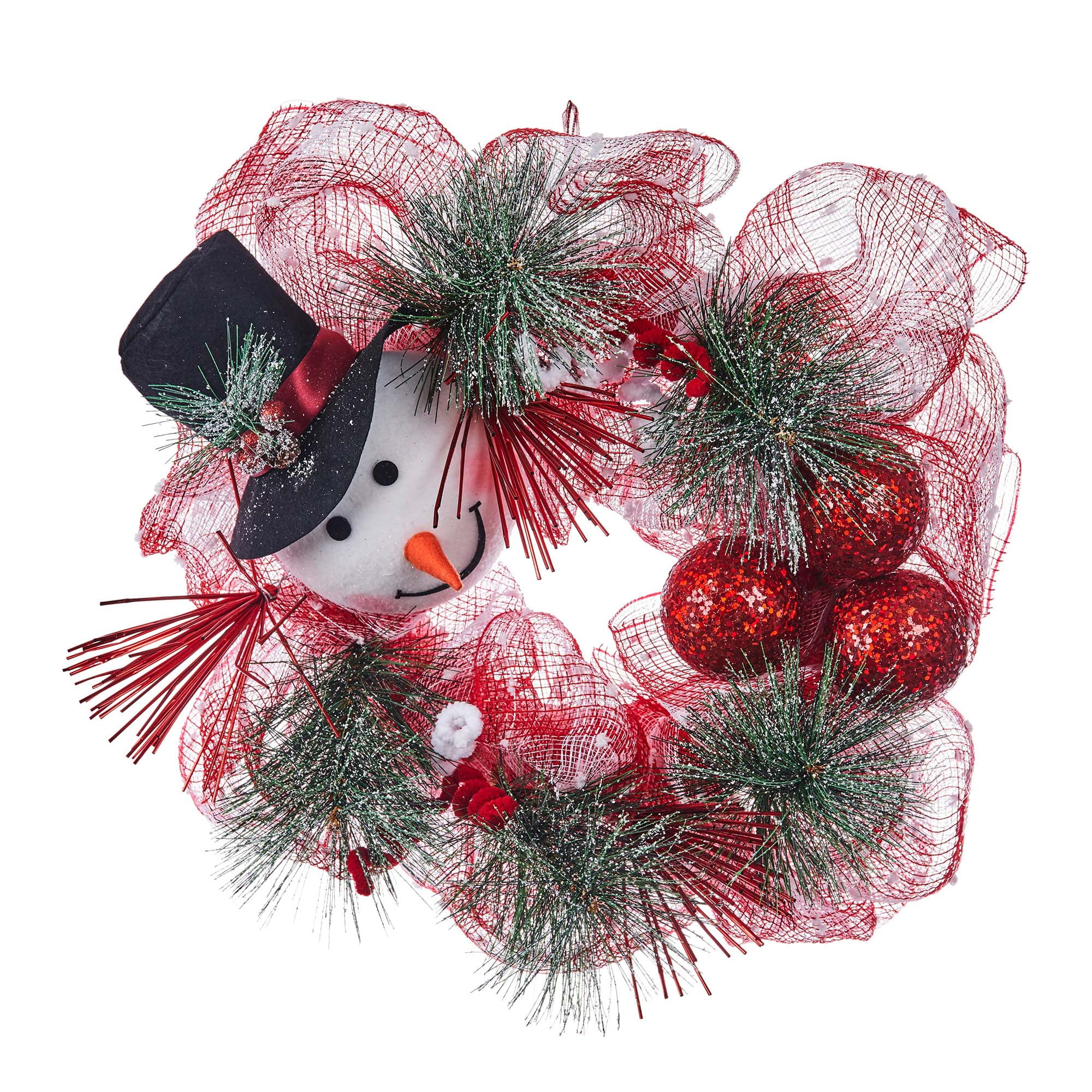 Holiday Time 20inch Pine Straw Christmas Wreath, Snowman Christmas Wreath Walmart