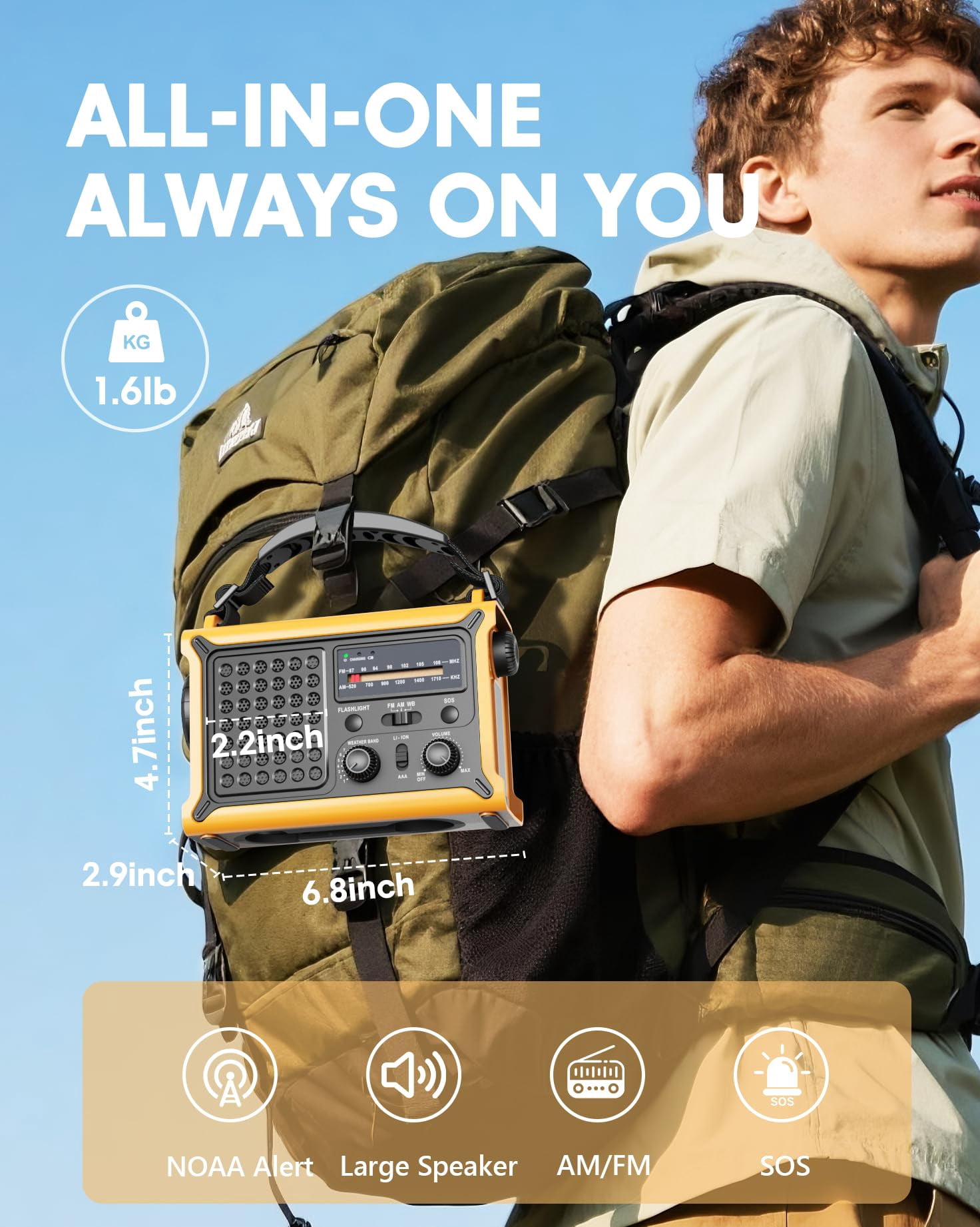 Emergency Weather Radio With Large Solar Panel  Efficient Hand Crank & Real 12000mah | Am/fm/noaa Bands Led Flashlight Reading Lamp Sos Alarm Phone For Camping Blackout