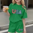 thumbnail image 2 of Odeerbi Camiseta de Manga Corta Con Estampado Patriótico Del Día de La Independencia de Las Niñas Con Pantalones Cortos Set de 2 Piezas, 2 of 6