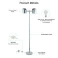 thumbnail image 3 of Inspired Home Haisley Floor Lamp, 2 Lights, Chrome, 3 of 6