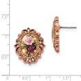 thumbnail image 2 of Rose-tone Floral Decal Oval Post Earrings BF189, 2 of 2