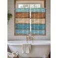 thumbnail image 4 of Farmhouse Light Blue Brown 2 Panel Kitchen Curtains for Windows, Vintage Wooden Striped Bathroom Privacy Curtain, Home Décor Window Treatment for Bedroom/Living Room 55"x45", 4 of 6