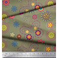 thumbnail image 2 of Soimoi Green Georgette Viscose Fabric Insect & Floral Clip Art Print Fabric by The Yard 42 Inch Wide, 2 of 3