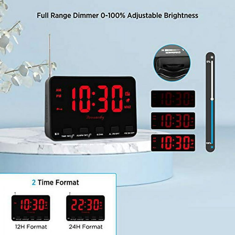 Buy DreamSky Compact Digital Alarm Clock with USB Port for Charging,  Adjustable Brightness Dimmer, White Bold Digit Display, 12/24Hr, Snooze,  Adjustable Alarm Volume, Small Desk Bedroom Bedside Clocks. Online at Low  Prices