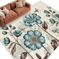 thumbnail image 2 of 6'x9' Area Rugs, Blue Tulip Indoor Outdoor Area Rug for Living Room Bedroom, Vintage Flowers Butterfly Plants Beige Rustic Washable Bathroom Rugs Kitchen Floor Carpet Mats Home Decor Aesthetic, 2 of 8