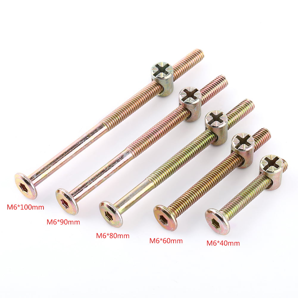 5pcs Wooden Furniture Connecting Frame M6x80mm Philips Bolt with Insert nut 