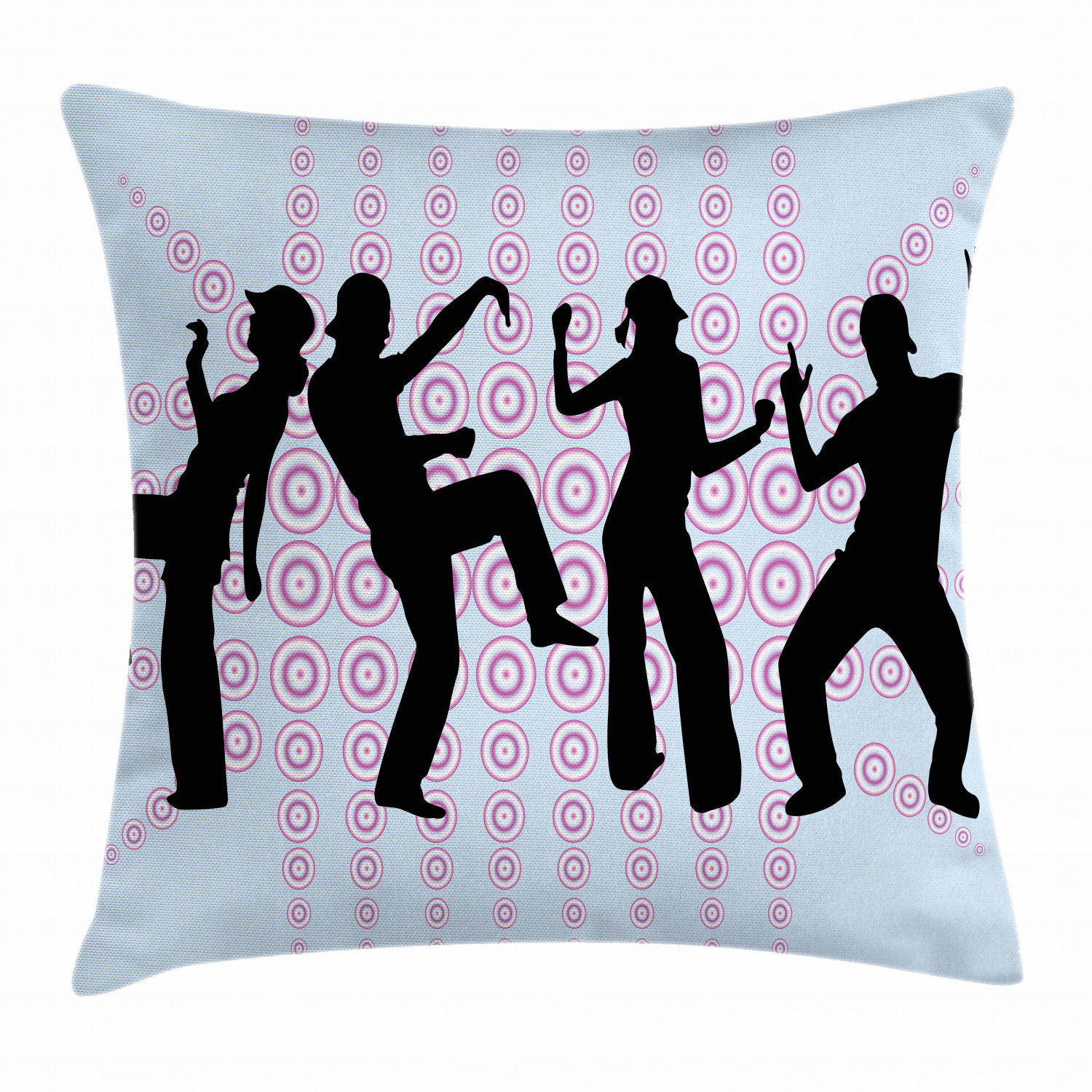 Hip Hop Throw Pillow Cushion Cover, Funky Geometric Background with