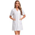 thumbnail image 1 of Alvivi Women's Lab Coat for Beauty V-neck Short Sleeve Uniform with Button Closure & Utility Pockets White XL, 1 of 7