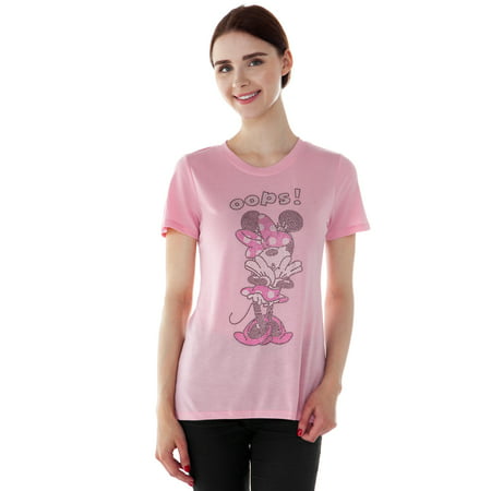Juniors Minnie Mouse Rhinestones High-Low T-Shirt Pink