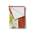 thumbnail image 2 of Retro Soft Flannel Fleece Throw Blanket, Curly Ginger Hair Girl Covering Her Eyes with Lemon Slices Female Portrait, Cozy Plush for Indoor and Outdoor Use, 50" x 60", Multicolor, by Ambesonne, 2 of 5