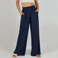 thumbnail image 3 of Womens Pants Casual Pants Navy Trousers for Women Comfy Fit Pants for Women Wide Leg Trousers Women with Pockets Fall Pants for Women 2025, 3 of 8