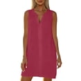 thumbnail image 3 of Taqqpue Womens Plus Size Swimsuit Cover Up Blouse Sleeveless V Neck Button Down Shirt Dresses Tops Summer Beach Vacation Knee Length Bathing Suits Dresses Under 10 Dollars for Women, 3 of 9