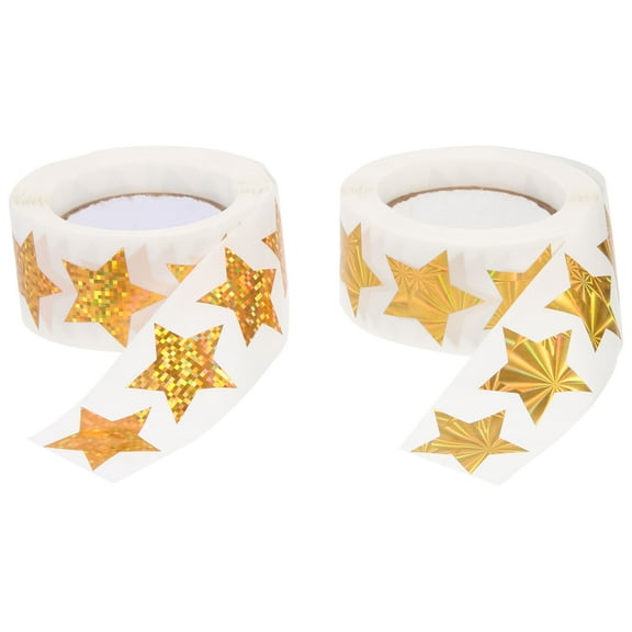 2 Rolls of Star Stickers Kids Reward Star Stickers Coated Paper Star Stickers Self-adhesive Stickers