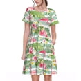 thumbnail image 1 of Balery Tropical Flamingo Vestidos sueltos de manga corta para mujer, vestidos de verano 2025, vestidos casuales de corte A con vuelo., 1 of 6