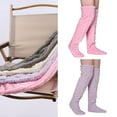 thumbnail image 2 of Womens Winter Thick Fleece Fuzzy Thigh High Slipper Socks Solid Color Furry Cable Pattern Over Knee Stockings Leg Warmer, 2 of 9