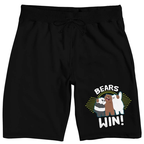 We Bare Bears Bears Win Men's Black Sleep Pajama Shorts-Medium