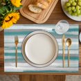 thumbnail image 4 of Blue Gray Stripes Placemats Set of 4, Watercolor Modern Abstract Minimalist Placemats for Dining Table, Place Mats for Kitchen Tabletop, Waterproof Wipeable Dining Table Mats Set, 4 of 9