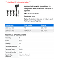 thumbnail image 2 of Ignition Coil Set with Spark Plugs 8 - Compatible with 2016 Volvo S80 2.0L 4-Cylinder, 2 of 2