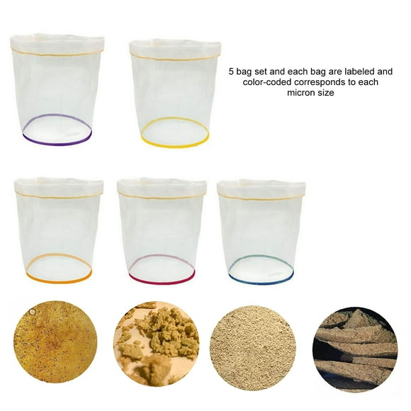 Arealer 5pcs 1 Gallon Filter Bag Bubble Bag Herbal Ice Essence Extractor Kit Set Micron Drawstring Extraction Bags