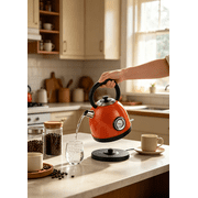 Stainless Steel Electric Kettle 1.7L with Thermometer 1100W Fast Boiling Auto Shut Off