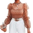 thumbnail image 3 of Diconna Haut de Mode pour Femme Coupe Ajustée Manches Longues à Pois en Maille Court, 3 of 3