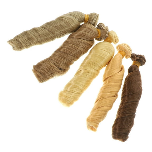 5PCS Doll Wig Synthetic Hair Extension Curly Doll Hair Making Doll Hair Wefts Doll Curly Wig Doll Making Hair Wig DIY Hair Strands Accessories