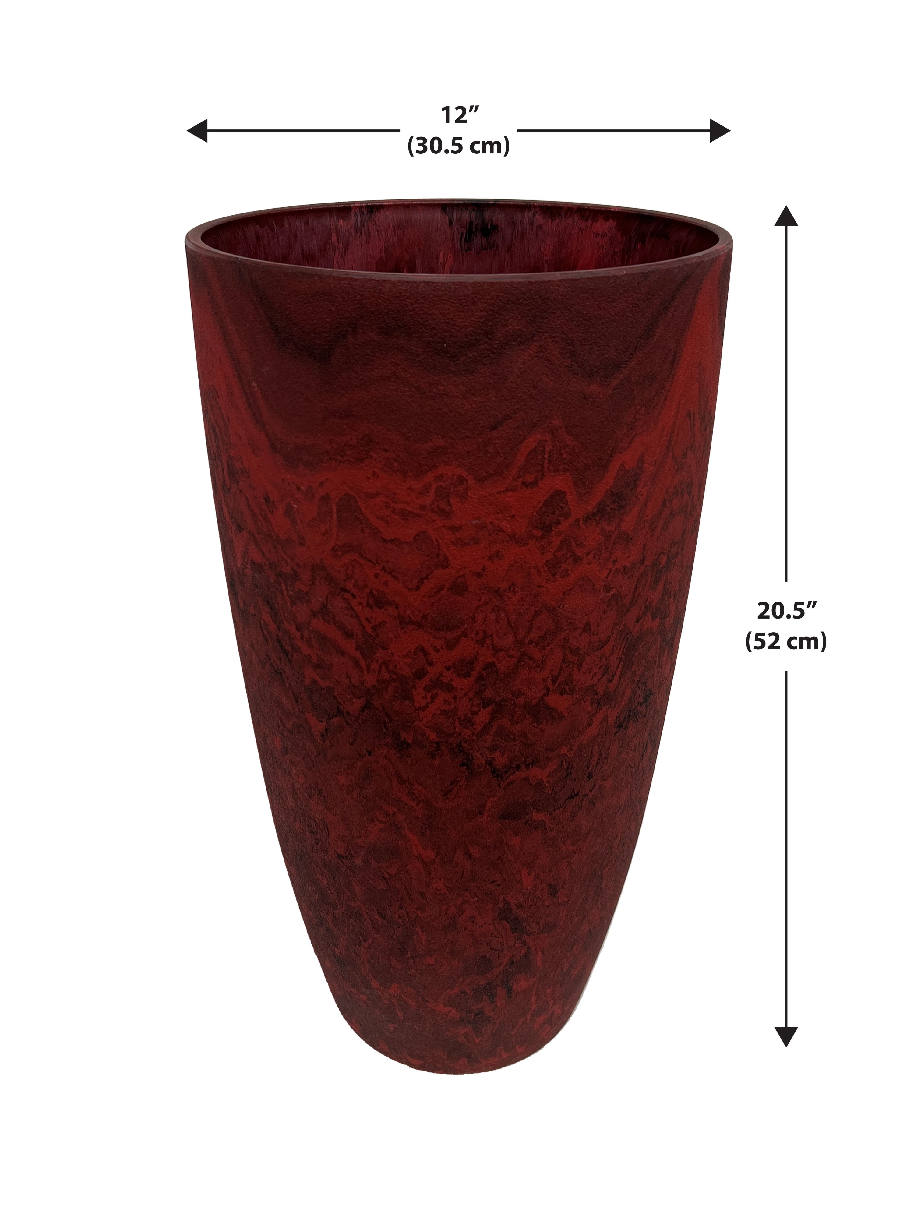 Acerra Curved Vase Planter, 11.5" x 20"H, Red