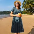 thumbnail image 4 of Easygdp Moody Ram Portrait para Vestido Transpirable de Mujer, Vestido Suelto de Manga Corta con Pliegues y Bolsillos para el Verano, 4 of 6