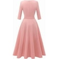 thumbnail image 4 of Cocktail Dresses for Women, Elegant Wedding Guest 3/4 Sleeves Formal Church Dress, Fall 2025, 4 of 13