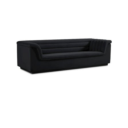 Meridian Furniture Cascade Black Velvet Fabric Sofa