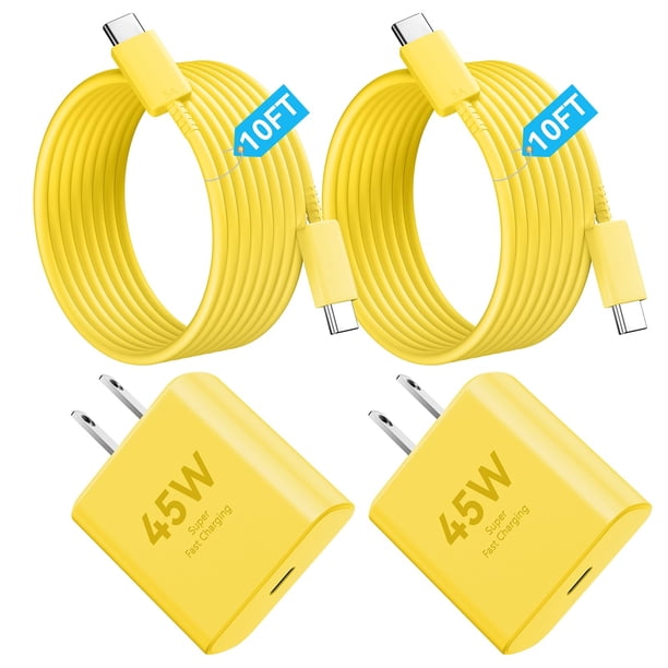Cargador de teléfono Ubearkk, 45 W, USB-C PD Fast, cable de 3 m, paquete de 2