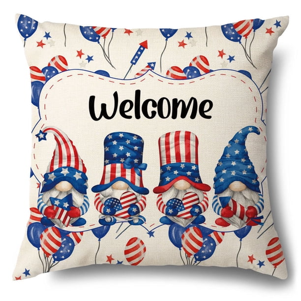 Funda de almohada de lino del Día de la Independencia, diseño de letras de bandera patriótica, funda de cojín de sofá de 45x45cm, funda de almohada decorativa de oficina, regalo festivo de