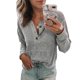 thumbnail image 1 of Blusa de manga larga con cuello en V Botón de bolsillo Pure Color Casual Top de moda para Mujer, 1 of 4