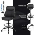thumbnail image 4 of Misolant Drafting Chair, Tall Office Chair for Standing Desk, High Leather Executive Office Chair with Adjustable Height and Flip-up Armrest for Counter Height Desk, 4 of 6