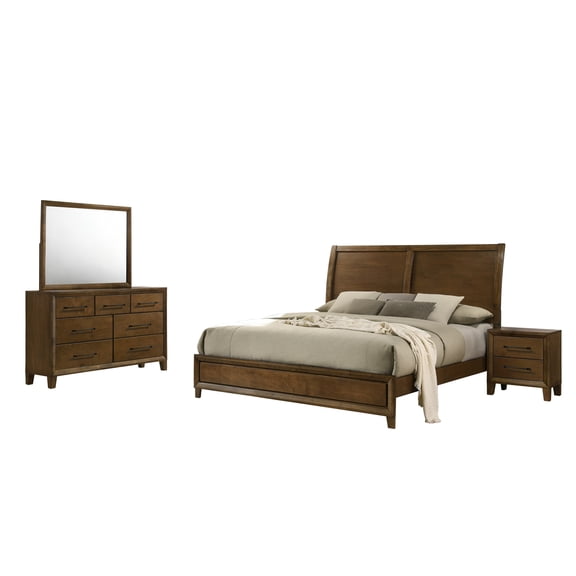 New Classic Furniture Ballard 4-Piece Wood King Bedroom Set in Walnut