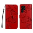 thumbnail image 2 of TECH CIRCLE Galaxy S22 Ultra Wallet Case,Butterfly Embossed PU Leather Flip case Cover Stand Feature with Wrist Strap and Card Holder Protective Phone Case for Samsung Galaxy S22 Ultra 6.8", Red, 2 of 11