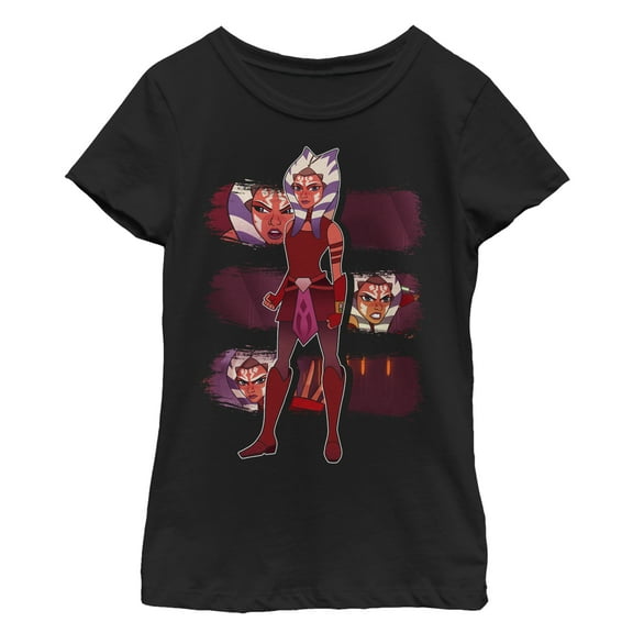 Girl's Star Wars Forces of Destiny Ahsoka Panels  Graphic Tee Black X Small