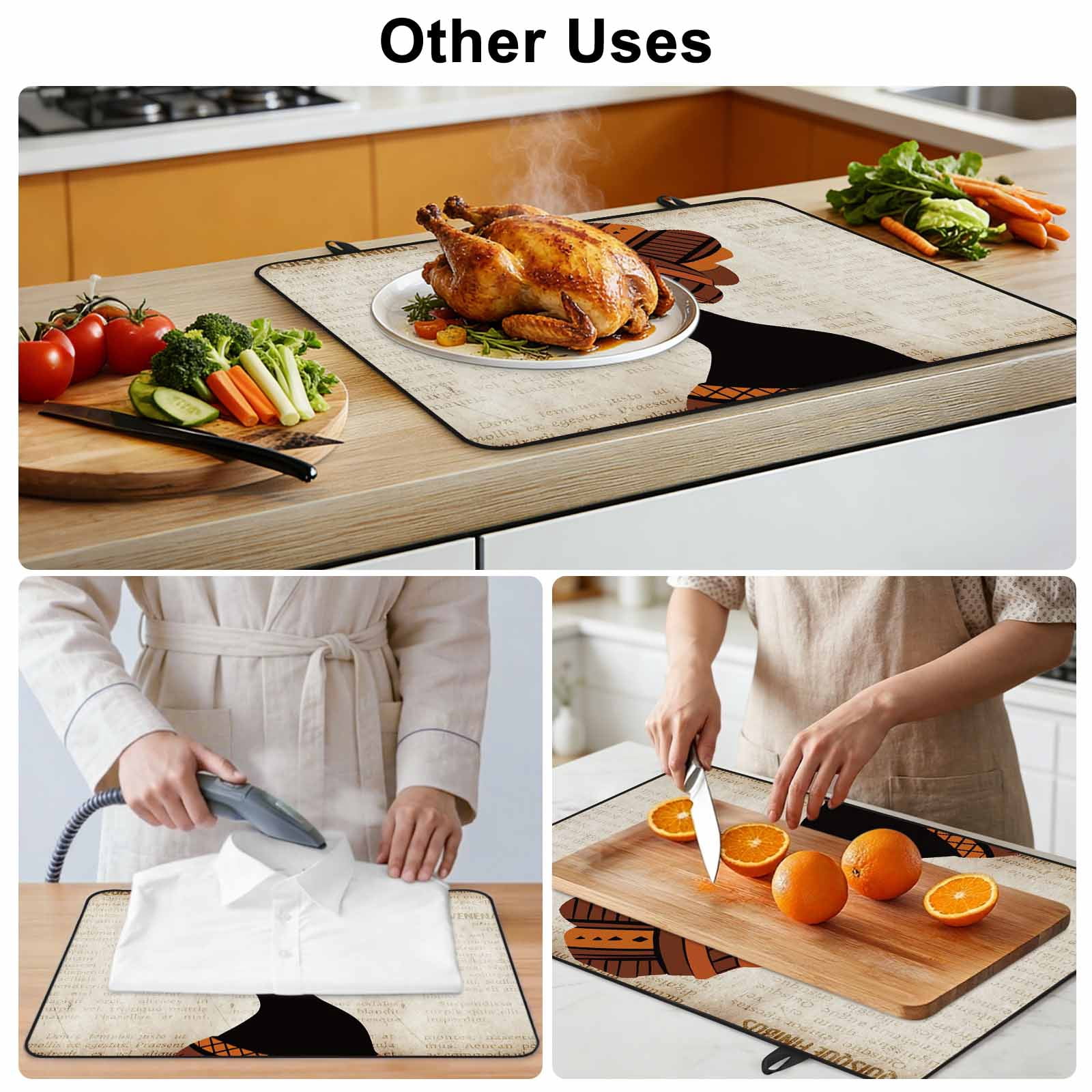 Africa Black Women Stove Top Cover for Electric Stove, Heat-proof & Non Slip Glass Top Stove Cover Protector, African Native Ethnic Vintage Kitchen Flat Cooktop Rubber Mat 24x21 Inches