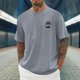 thumbnail image 2 of Mens Camisas de Manga Corta Impresión Casual Deportes Cuello Redondo Blusa, Poliéster Ligero para la Primavera Verano Al Aire Libre Uso Diario, 2 of 4