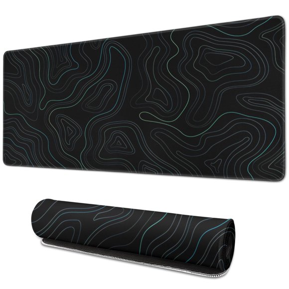 Green Line Mountain Topographic Map desk Mouse Padwaterproofwashable Line Series for Office Home Work GamingmousepadsRubber Base Mousepad with Stitched Edges 31.5x11.8inches