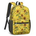 thumbnail image 2 of Sunflower and Bee Yellow Pattern 17" Waterproof Oxford School Backpacks for Teens, S-Shape Padded Straps, for School, Travel, Hiking, Camping, 2 of 5