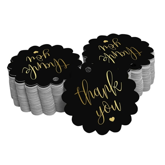 Inkdotpot 100 Pack Real Gold Foil Paper Tags Thank You Bridal Shower Favor Hang Tags