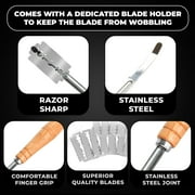 Orblue Bread Lame Steady Comfortable Dough Scoring Tool, Stainless Steel Kingly Wood