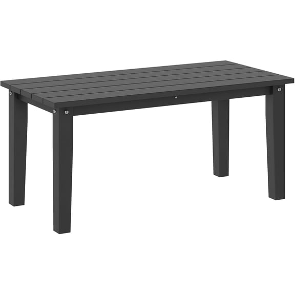 NeoNiches HDPE Outdoor Coffee Table, All-Weather Rectangle Patio Coffee Table, Plastic Outdoor Patio Table with Slatted Tabletop for Garden, Balcony, Backyard, Black