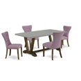 thumbnail image 2 of East West Furniture 5-Piece Modern Dining Table Set Included 4 Modern Dining chairs Upholstered Seat and High Button Tufted Chair Back and Rectangular Table with Cement Color dining table Top -..., 2 of 6
