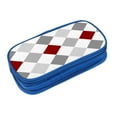 thumbnail image 3 of Large Storage Pencil Case, Grey Checkered Pattern with Zipper Large Capacity Pen Bag, 3 of 8