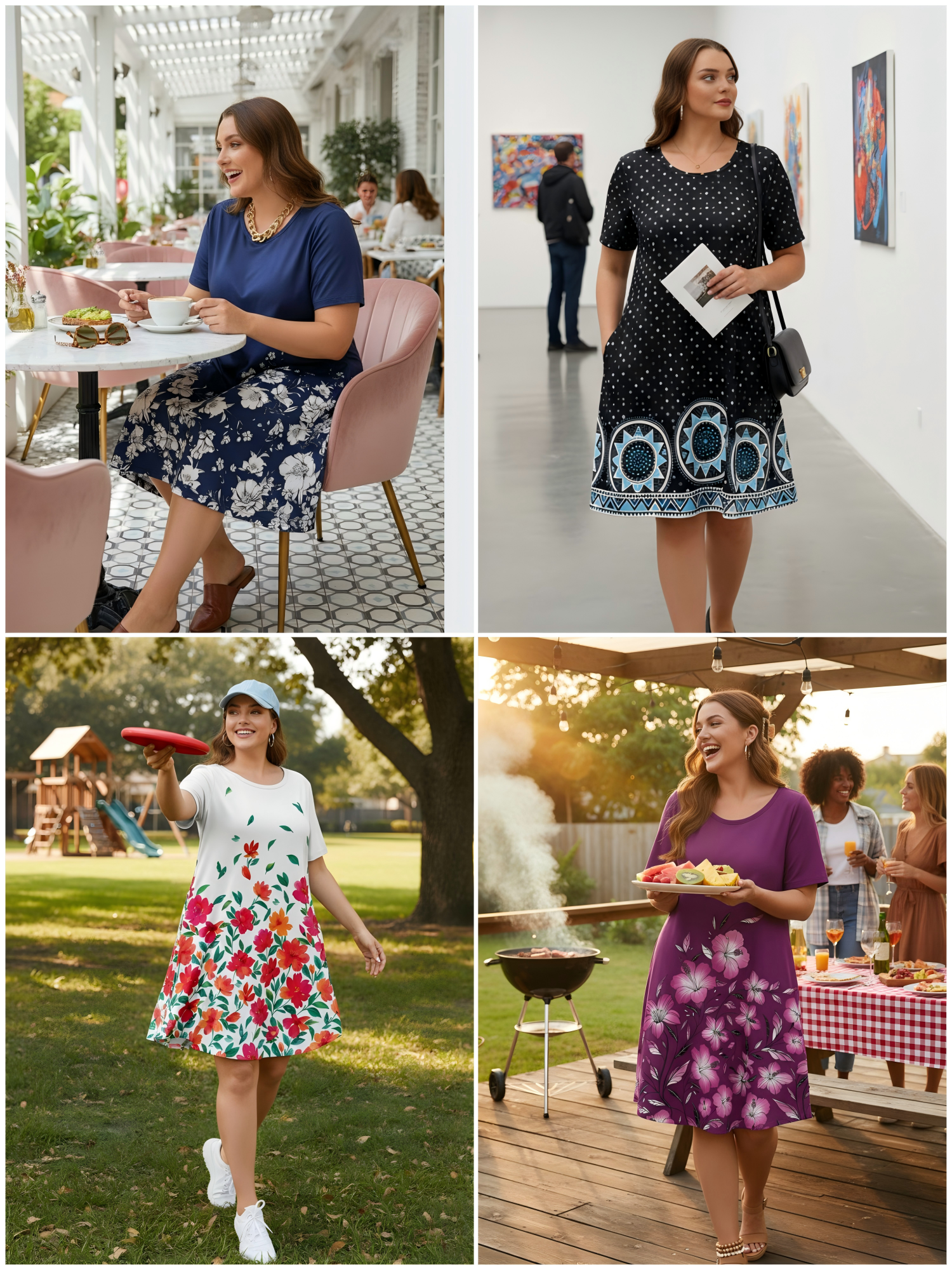Showmall Plus Size Swing Midi Dress with Pockets photo 6
