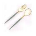 thumbnail image 2 of BalsaCircle 24 Metallic Gold Dusty Sage Green Disposable 6" Premium Plastic Cutlery Spoons Forks Set Party Events Tableware Decorations, 2 of 8