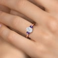 thumbnail image 4 of Gem Stone King 18K Rose Gold Plated Silver Purple Amethyst Ring Set with Moissanite (2.00 Cttw), 4 of 7