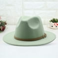 thumbnail image 2 of Prolriy Fedora Hats for Women Western Cowboy Hat for Women Classic Roll Up Buckle Belt Women Retro Wide Brim Cowboy Hat Vintage Womens Hats Mint Green M, 2 of 4